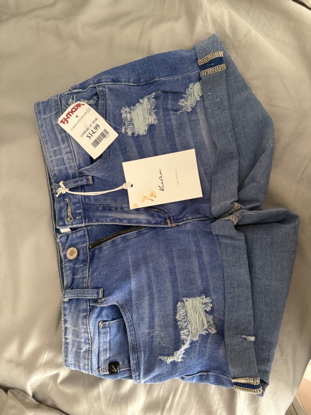 Women’s Distressed Blue Denim Shorts - KanCan